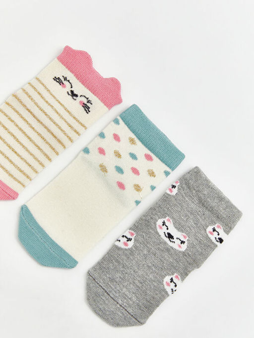 Desenli K?z Bebek Soket ?orap 3l?