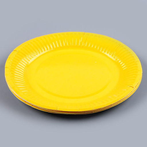 Набор бумажной посуды: 6 тарелок, 6 стаканов, цвет жёлтый - Страна карнавалия фото 2