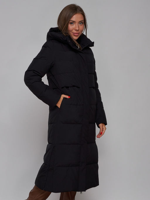 Пальто утепленное молодежное зимнее женское черного цвета 52382Ch - Holdluck фото 11