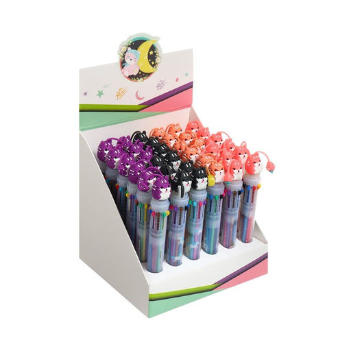 Цена за 36 шт. Ручка шариковая автоматическая, 10-ти цветная, Зверушки, МИКС - Calligrata фото 6