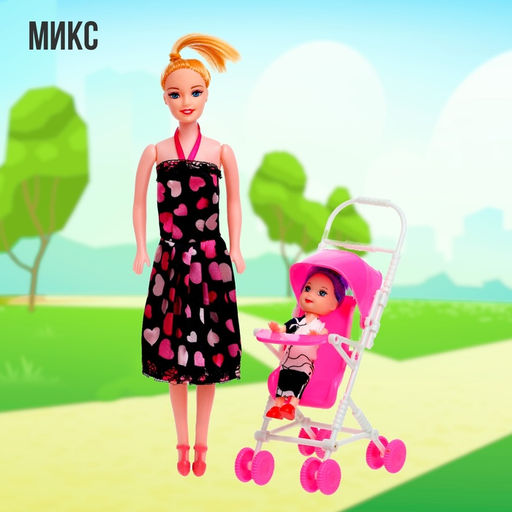 Кукла-модель Мама с дочкой с коляской, МИКС - Simaland фото 20