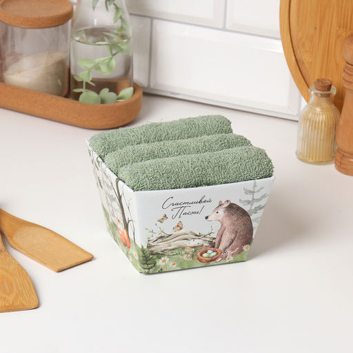 Набор полотенец Этель Счастливой пасхи 35х50 см - 3 шт, 100% хл, махра 340 г/м2  фото 16