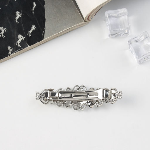 Заколка - автомат для волос «Флоренс», ромашки, 7 см, серебро