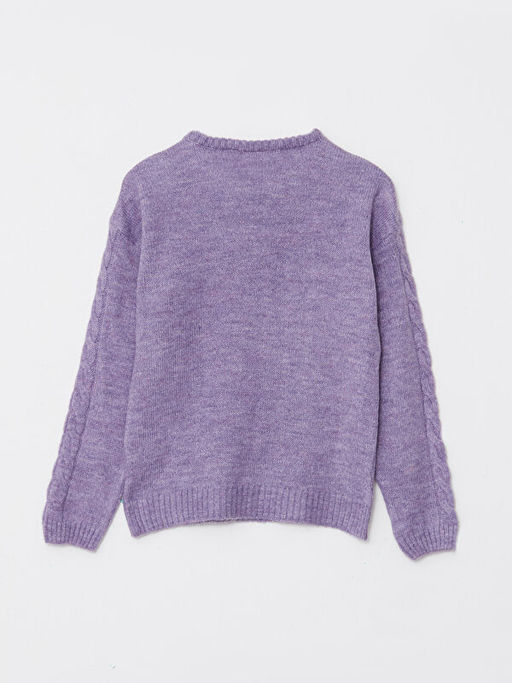 Bisiklet Yaka Sa? ?rg?s? Desenli Uzun Kollu K?z ?ocuk Triko Kazak - Waikiki фото 2