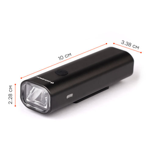 Фонарь передний COMIRON FLASH корпус: авиационный алюминий 6063, IP67; свет: CREE XPG, 400lm аккум 3.7V 2500 mAh, USB влагозащищённый /уп 50/ - ГалеонТрейд фото 2