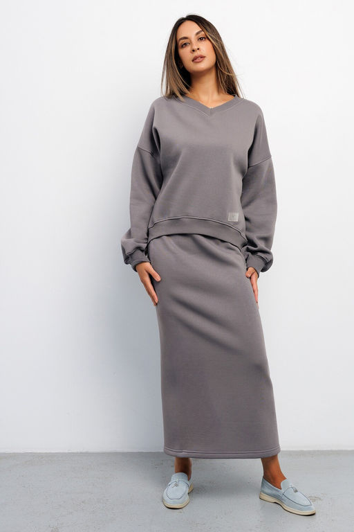 Свитшот худи оверсайз кофта с начесом 387LGR