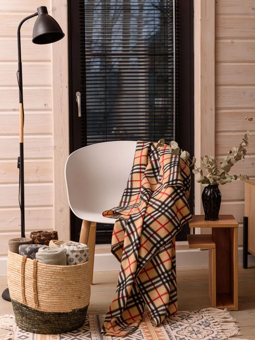 Флисовый плед 130x160 см с принтом PF130, двусторонний: Для дома, дивана, пикника, машины, путешествий - Bio-Line