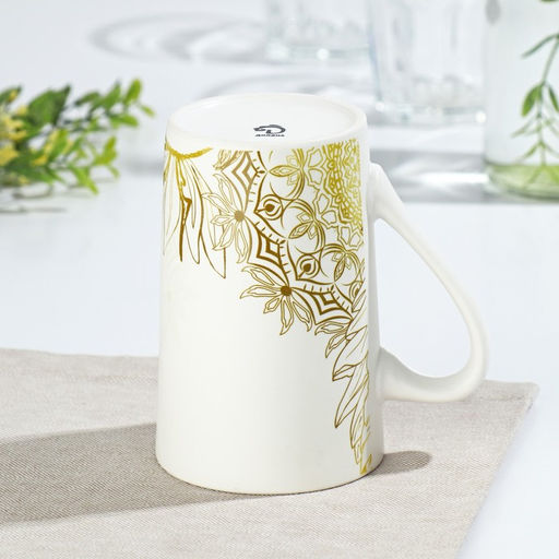 Кружка фарфоровая Magistro Мандала, 380 мл, бежевый узор - Доляна фото 4