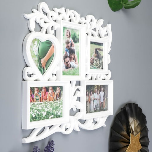 Фоторамка - коллаж на 5 фото С сердцем, (пластиковый экран)