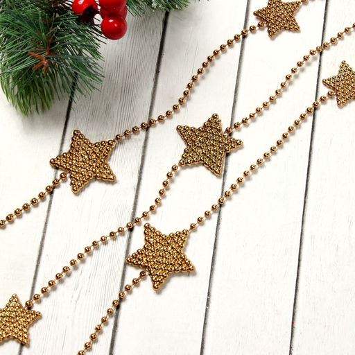 Бусы на ёлку Объёмные звёзды, длина 2.7 м, бронзовые - Зимнее волшебство фото 2