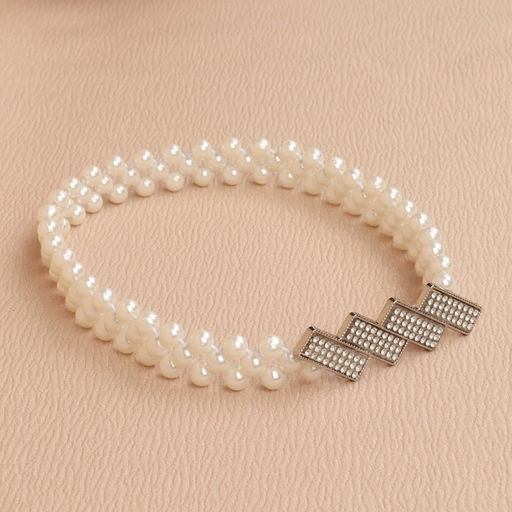 Подхват для штор Геометрия, жемчуг на резинке, 2,2 7,5 см, 2 45 см, цвет белый - Арт узор фото 2