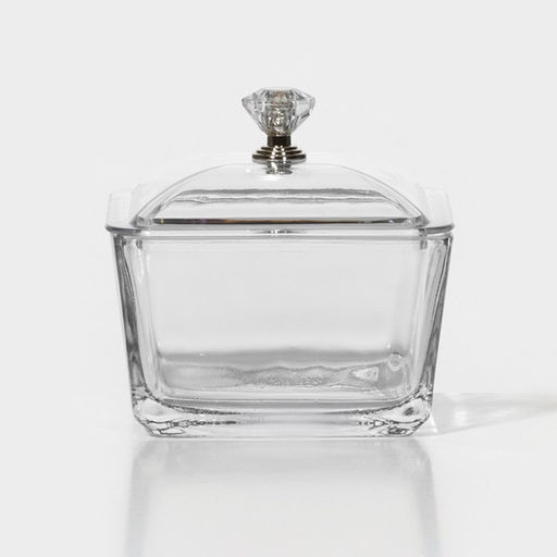 Менажница «Голд», 19.5×19.5 см, на бамбуковой подставке, с крышками, стекло, прозрачная