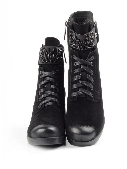 04-XR135-1 BLACK Ботинки зимние женские (натуральная замша, натуральный мех)