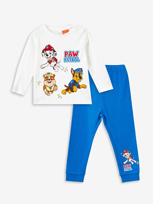 Bisiklet Yaka Paw Patrol Bask?l? Erkek ?ocuk Pijama Tak?m?