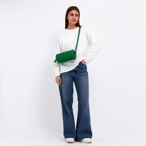 Сумка женская кросс-боди на молнии, 22×11.5×11.5 см, однотонная, зелёная