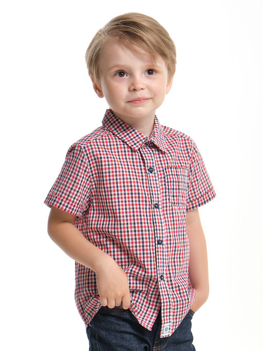 Рубашка в клетку на мальчика модная детский сад UD 7941 красный/синий - Mini maxi фото 5