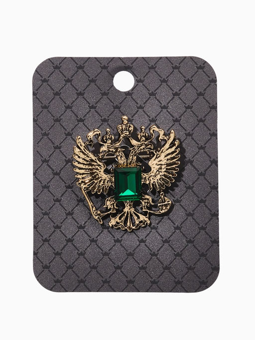 Брошь «Герб Российской Федерации», цвет зелёный в чернёном золоте