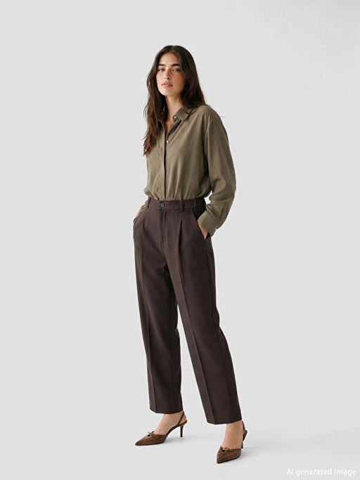 Beli Lastikli Kad?n Pileli Kuma? Pantolon