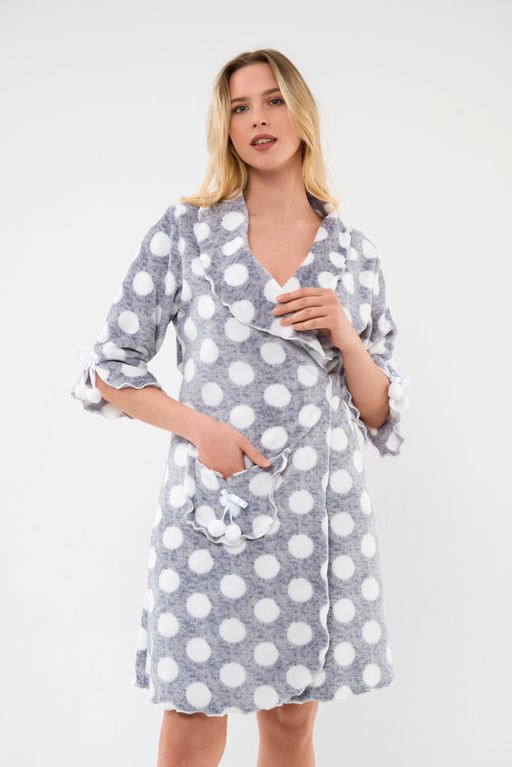 Халат женский из ультрасофта Светлана горох - Амадэль фото 4