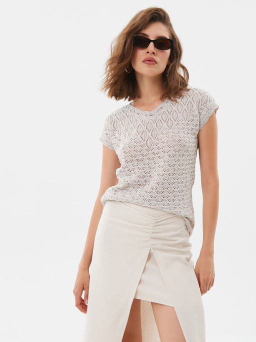 Джемпер короткий рукав л0677 лен 1