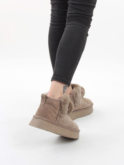 04-PAYH31-3Z KHAKI Угги женские (натуральная замша, 100% шерсть, натуральный мех)