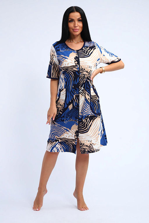 Халат женский на молнии с карманами (01057, синий) - Плиона фото 8