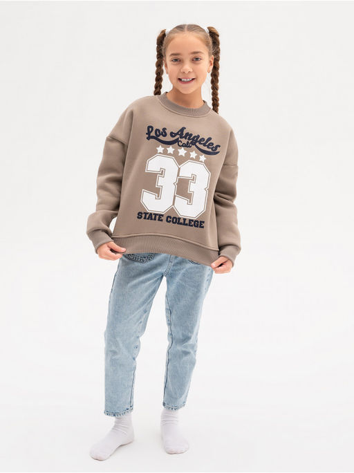 Свитшот "33" детский девочка капучино