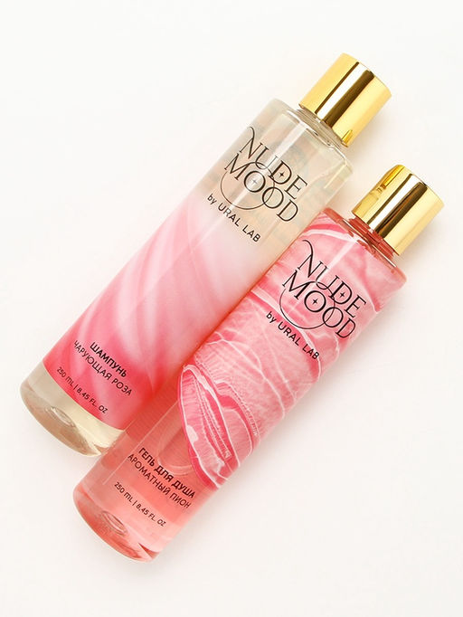 Подарочный набор NUDE MOOD, гель для душа и шампунь для волос, 2?250 мл, аромат розы и пиона, URAL LAB  фото 4