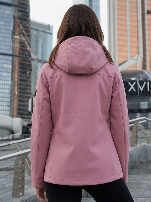 Ветровка женская софтшелл виндстоппер с капюшоном спортивная темно-синего цвета 9616_1TS - Valianly фото 98