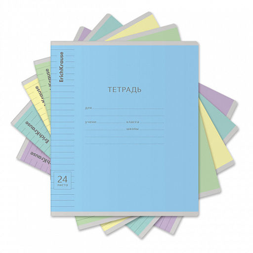 Цена за 160 шт. Тетрадь школьная ученическая ErichKrause Классика Visio ассорти, 24 листа, линейка (в плёнке по 10 шт.) фото 12