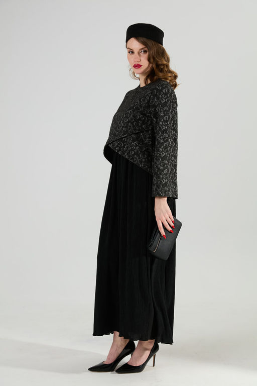 Платье NIKVA н740-22 графитовая абстракция и чёрный  фото 2