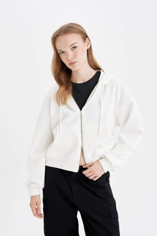 Толстовка Cool Standard Fit с капюшоном на молнии - Defacto фото 4