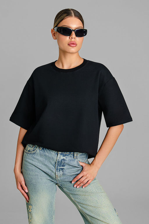 Арт. 3-302/2 Футболка женская оверсайз 44-50 (4 шт) Цвет:черный