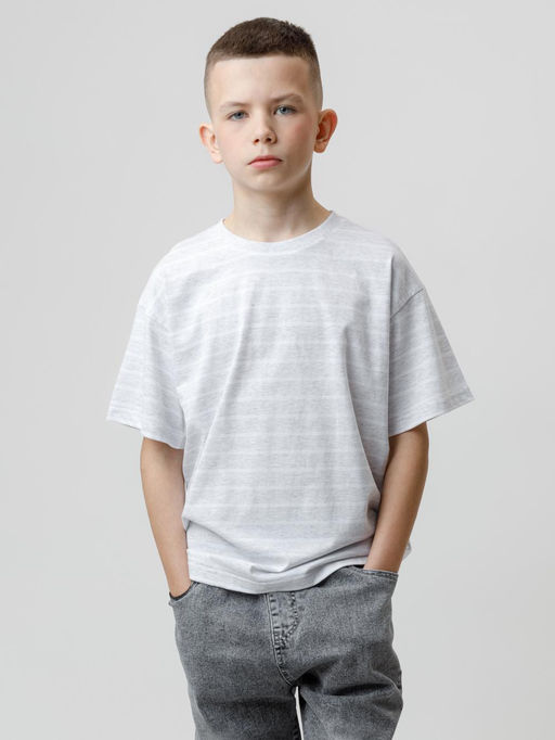 КР 302912/св.серый меланж,полоска к634 фуфайка (футболка) для мал