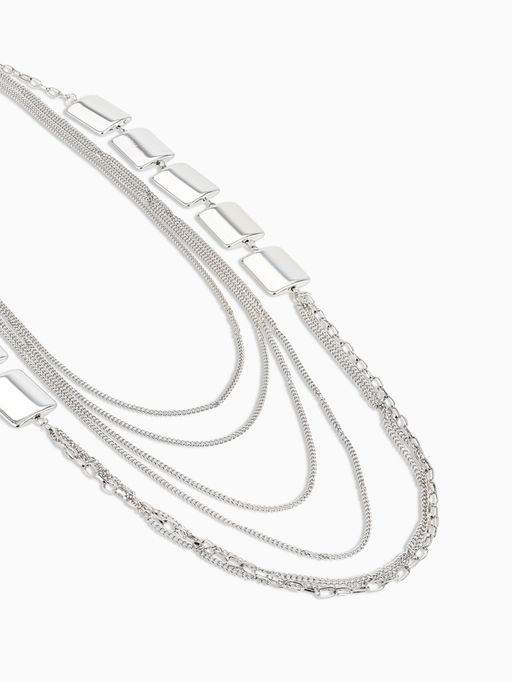 Набор 2 предмета: серьги, бусы Унисон прямоугольники, цвет серебро, 80 см