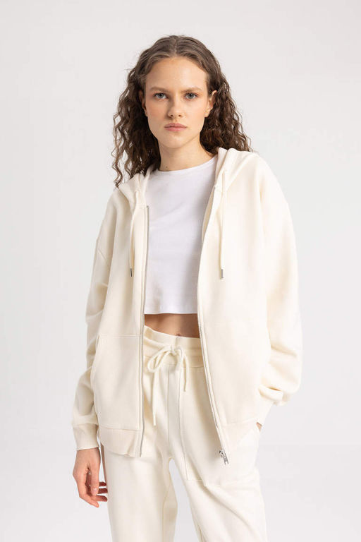 Толстовка на молнии с капюшоном Relax Fit - Defacto фото 3