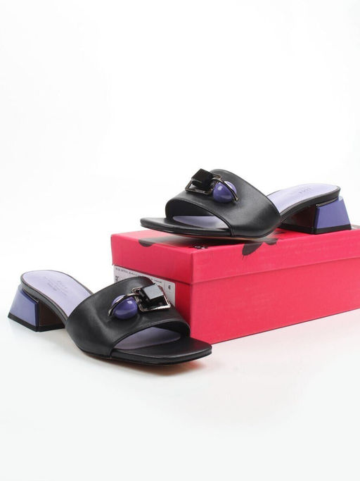 08-HLP1035-28 BLACK/VIOLET Босоножки женские (натуральная кожа)