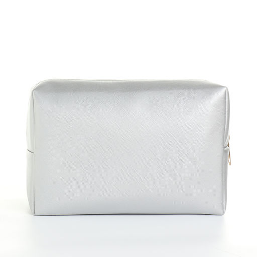 Косметичка женская на молнии, объёмная, серебристая - Simaland фото 2