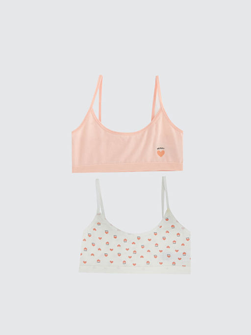 Bask?l? Pamuklu K?z ?ocuk B?stiyer 2li