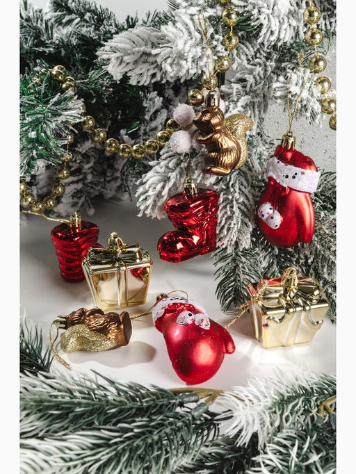 Ёлочные игрушки 8 шт. Зимнее волшебство. В гостях у белочек пластик, МИКС  фото 2