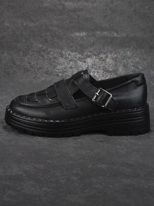 03-PDA165-3 BLACK Полуботинки женские (натуральная кожа)