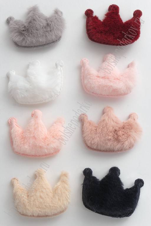 Патч меховой "Корона" 5,5*4,5 см (30 шт) SF-3164, ассорти