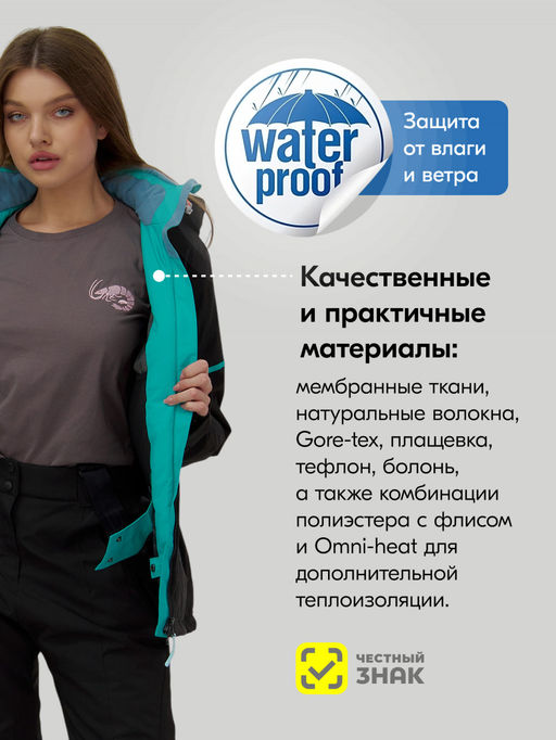 Горнолыжный костюм женский зимний черного цвета 001_1Ch - Mtforce фото 4