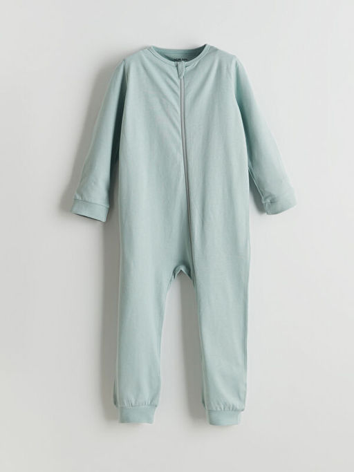 Fermuarl? Y?ld?z Bask?l? Erkek Bebek Tulum