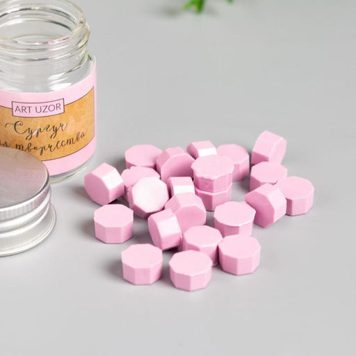 Цена за 2 шт. Сургуч в гранулах в баночке Восьмигранник телесный розовый 9 гр 4,5х3х3 см - Арт узор фото 2