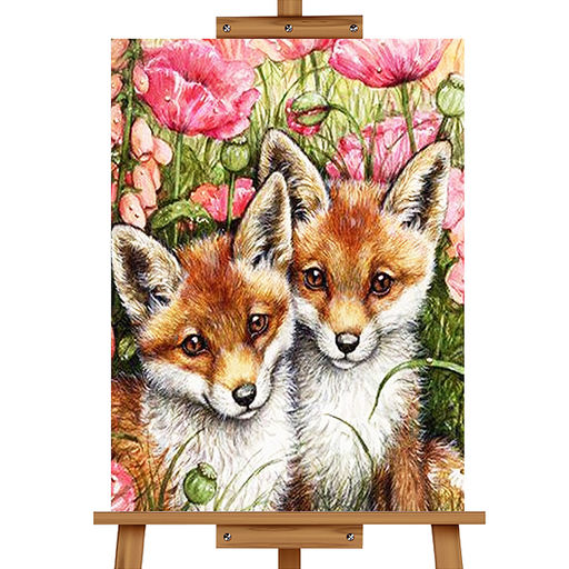 Мозаика алмазная "Лисята" 20*30см.