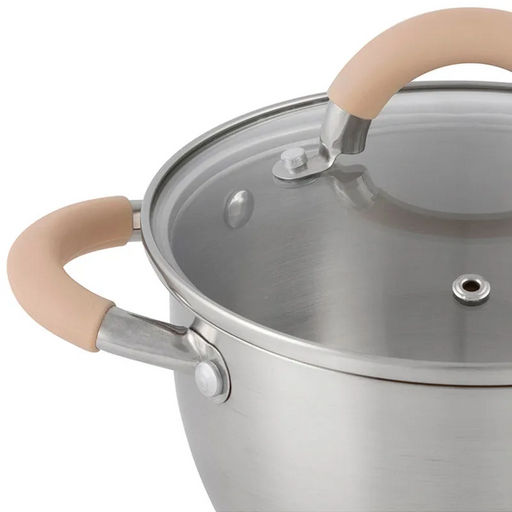 Кастрюля Fortuna 2.5 л, нерж сталь с крышкой, матовый корпус, ручки с силиконом арт.007218 /Mallony/  фото 4