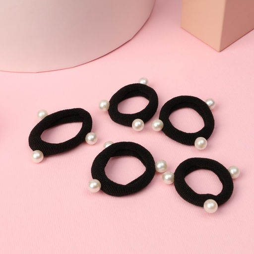 Цена за 6 шт. Резинки для волос «Бусинка», набор 5 шт., чёрно-белая