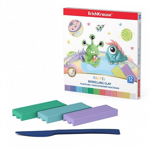 Пластилин ErichKrause "Cosmic Monsters Pastel" 12цв. 216гр. стек (58616)