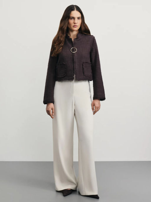 Жакет из твида с бахромой / Zarina  фото 2